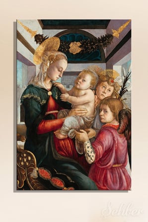 Kanvas Tablo Andro Botticelli (Madonna And Child With Angels Dikey Salon Tablosu - 4321