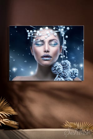 Kanvas Tablo Anna Subbotina "Winter Beauty Woman" Yatay Salon Tablosu - 4712