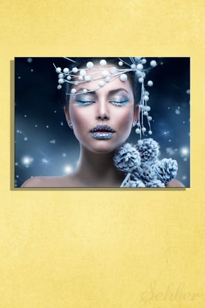 Kanvas Tablo Anna Subbotina "Winter Beauty Woman" Yatay Salon Tablosu - 4712
