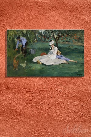 Kanvas Tablo Édouard Manet "Monet Ailesi Bahçede, Argenteuil" Yatay Salon Tablosu - 4890