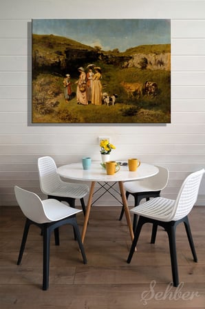 Kanvas Tablo Gustave Courbet "Köyün Genç Kızları" Yatay Salon Tablosu - 4895