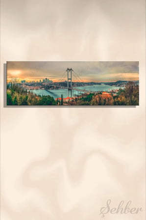 İstanbul Boğazı Manzara Dekoratif Kanvas Tablo Panaromik Yatay Duvar Dekoru Salon Mutfak Yatakodası