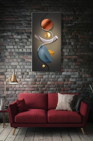 Panoramik Dikey Kanvas Tablo Tekli Salon Mutfak Yatak Odası Ofis 3D Efekt Soyut Geometrik 720