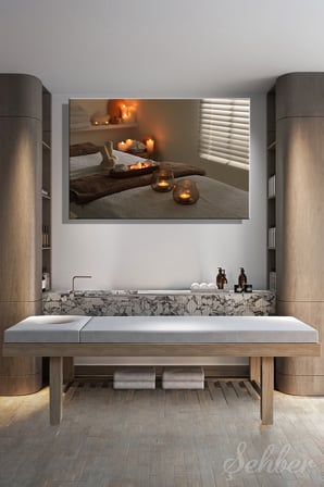 Kanvas Tablo Yatay Tekli  Spa Merkezi Yogo Meditasyon Mumlar Ve Spa Masaj Yatağı 2972