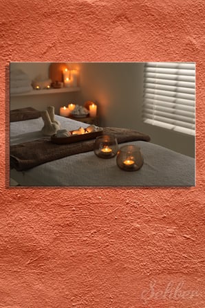 Kanvas Tablo Yatay Tekli  Spa Merkezi Yogo Meditasyon Mumlar Ve Spa Masaj Yatağı 2972