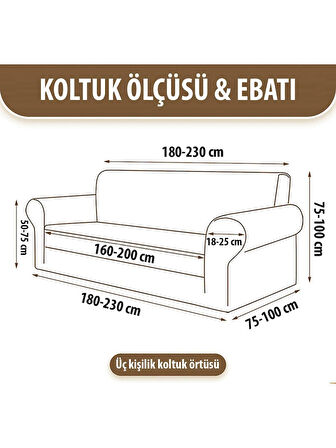 Koltuk Örtüsü Koltuk Kılıfı Jakarlı Esnek Ve Lastikli Yıkanabilir 3 Kişilik Çekyat Örtüsü Bir Adet