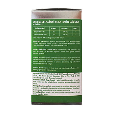 Aftamin Enginar & Devedikeni 1100 Mg 60 Tablet