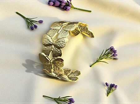Büyük Kelebek Figürlü Manşet Kelepçe Bileklik Gold