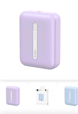 ​Wi-P033 10000 mAh Hızlı Şarjlı Taşınabilir Mini Powerbank LED Işıklı Göstergeli Cep Boy Şarj Cihazı - Mor