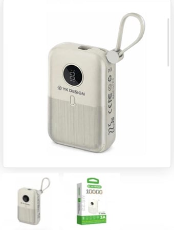 K14 10000 mAh 66W Süper Hızlı Şarj Powerbank PD QC Destekli Dijital Göstergeli Ultra Kompakt Taşınabilir Güç İstasyonu - Beyaz