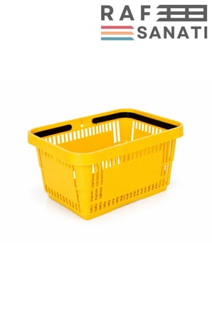 28 Litre Plastik Market Alışveriş Sepeti Saplı Dayanıklı Market Mağaza El Sepeti Sarı