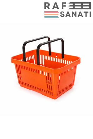 28 Litre Plastik Market Alışveriş Sepeti Saplı Dayanıklı Market Mağaza El Sepeti Turuncu