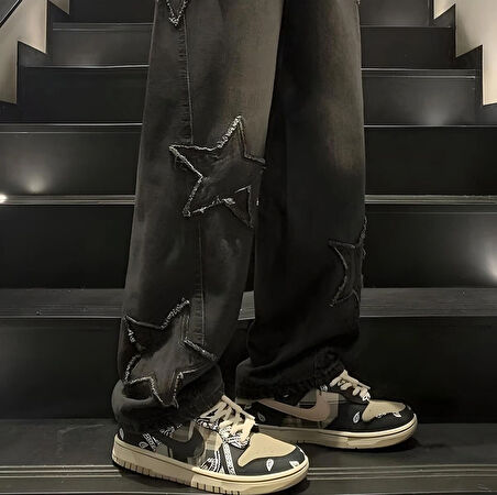 Sercom Kot Yıldız Baskılı Baggy Fit Jean