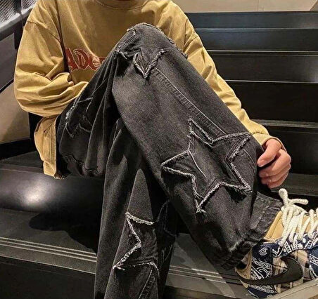 Sercom Kot Yıldız Baskılı Baggy Fit Jean