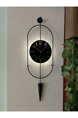 Siyah Ledli Serenity Pendulum Duvar Saati , Modern Dekoratif Metal Camlı Duvar Saati