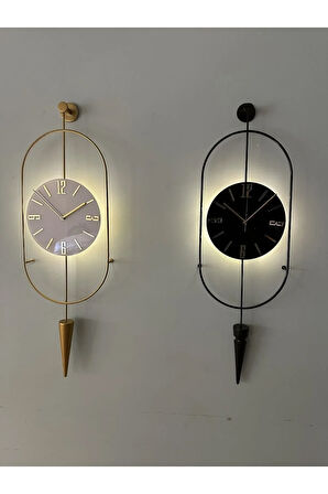 Siyah Ledli Serenity Pendulum Duvar Saati , Modern Dekoratif Metal Camlı Duvar Saati