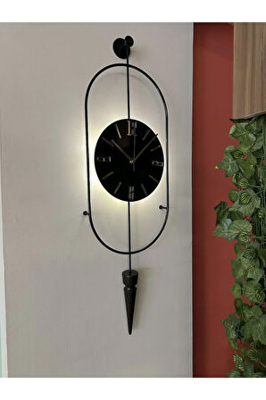 Siyah Ledli Serenity Pendulum Duvar Saati , Modern Dekoratif Metal Camlı Duvar Saati
