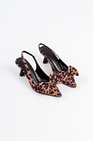 Serra Premium Koyu Leopar Kadın Topuklu Ayakkabı