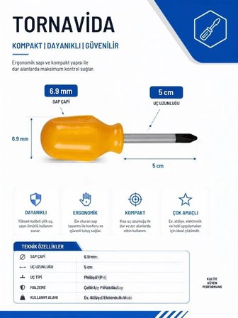 Serra 2'li Avuç İçi Tornavida Seti Yıldız ve Düz Başlı