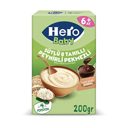 Hero Baby Sütlü 8 Tahıllı Peynirli Pekmezli 200g x3
