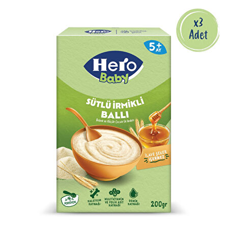 Hero Baby Sütlü İrmikli Ballı 200g x3