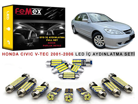 Honda Civic Vtec 2001-2006 LED İç Aydınlatma Ampul Seti FEMEX Parlak Beyaz