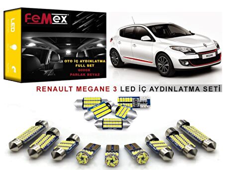 Renault Megane 3 LED İç Aydınlatma Ampul Seti FEMEX Parlak Beyaz