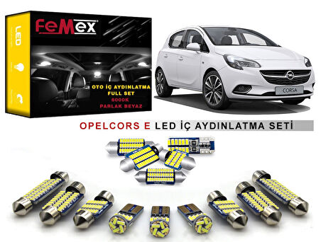 Opel Corsa E LED İç Aydınlatma Ampul Seti FEMEX Parlak Beyaz