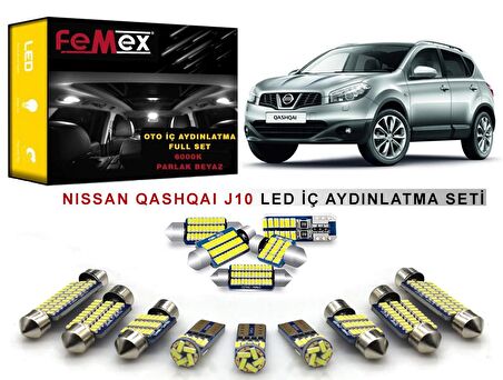 Nissan Qashqai J10 LED İç Aydınlatma Ampul Seti FEMEX Parlak Beyaz