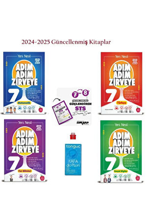 7. Sınıf Adım Adım Zirveye 4'lü Soru Bankası Seti ve 7'den 8'e Sts Deneme+Kafa Defteri 2024-2025 Yen
