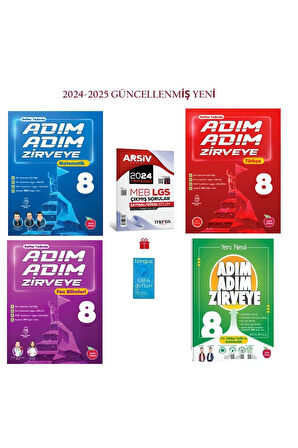 8. Sınıf Adım Adım Mat-Türkçe-Fen ve İnkılap Tarihi Soru Bankası İle 2024 Çıkmış LGS Soruları