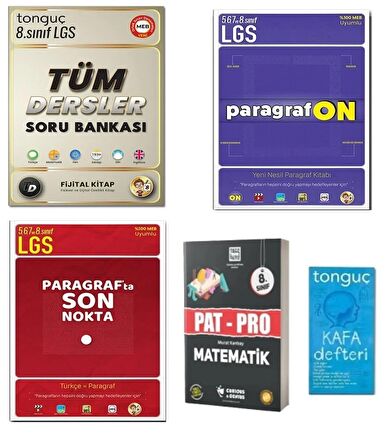 Tonguç Yayınları 8. Sınıf Tüm Dersler Soru Bankası Paragrafon+Paragrafta Son Nokta İle Pat-Pro Soru B. ve Kafa Defter