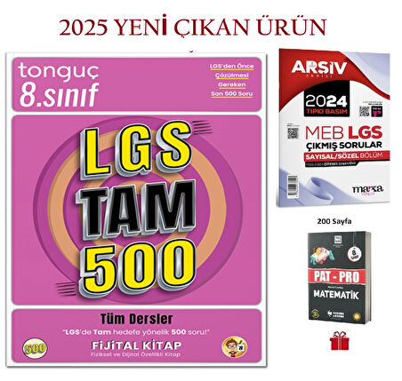 Tonguç Lgs Tam 500 Soru Bankası Ve 2024 Yılı Çıkmış Lgs Soruları Ile Pat-pro Matematik Soru Bankası