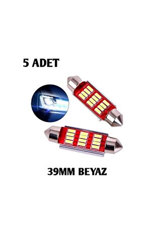 5 Adet Oto Tavan Led Canbus Sofit Led Beyaz 12v Plaka Led Ampül Ortam Aydınlatma