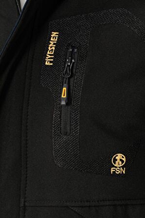 Kürklü Su ve Rüzgar Geçirmez Siyah Softshell Kışlık Erkek Mont