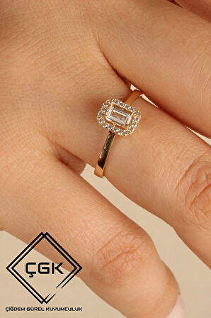 Sevgililer Gününe Özel Çıtır Baget Tektaş Altın Yüzük