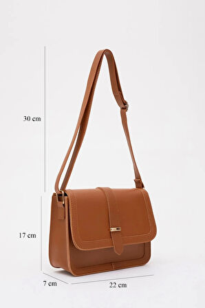 Suni Deri İç Fermuar Cepli Çıtçıt Kapamalı Şık ve Ergonomik Kol ve Omuz Çantası