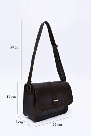 Suni Deri İç Fermuar Cepli Çıtçıt Kapamalı Şık ve Ergonomik Kol ve Omuz Çantası