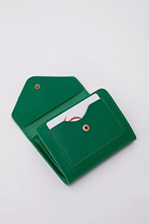 Suni Deri Bozuk Ve Kağıt Para Bölmeli Çıtçıtlı Kartlıklı Orta Boy Zarf Model Cepli Cüzdan