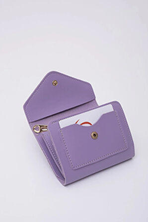 Suni Deri Bozuk Ve Kağıt Para Bölmeli Çıtçıtlı Kartlıklı Orta Boy Zarf Model Cepli Cüzdan