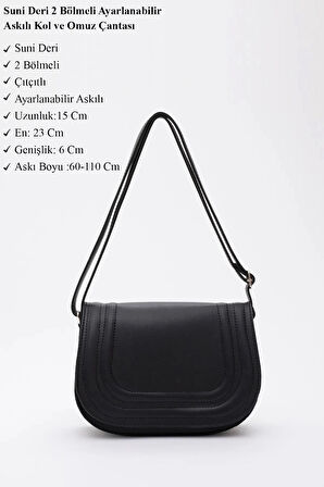 Suni Deri 2 Bölmeli Ayarlanabilir Şık ve Ergonomik Askılı Kol Ve Omuz Çantası