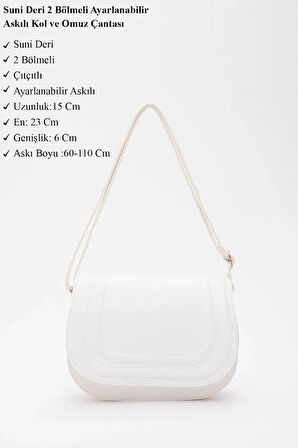 Suni Deri 2 Bölmeli Ayarlanabilir Şık ve Ergonomik Askılı Kol Ve Omuz Çantası