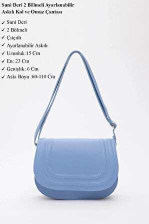 Suni Deri 2 Bölmeli Ayarlanabilir Şık ve Ergonomik Askılı Kol Ve Omuz Çantası