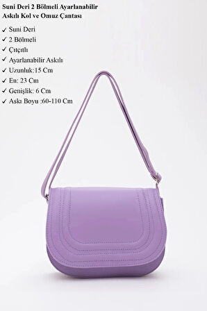 Suni Deri 2 Bölmeli Ayarlanabilir Şık ve Ergonomik Askılı Kol Ve Omuz Çantası