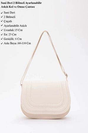 Suni Deri 2 Bölmeli Ayarlanabilir Şık ve Ergonomik Askılı Kol Ve Omuz Çantası