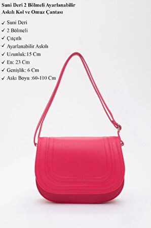 Suni Deri 2 Bölmeli Ayarlanabilir Şık ve Ergonomik Askılı Kol Ve Omuz Çantası