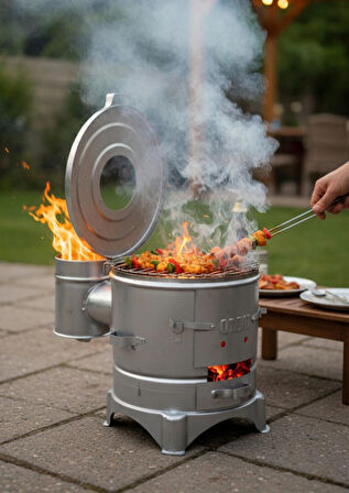 Çok Amaçlı 2'si 1 Arada Soba & Mangal | Portatif Bahçe, Kamp ve Piknik Barbekü Ocağı