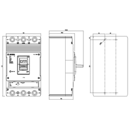 Siemens 3VJ1450-5DB32-0AA0 Sinoplus KOMPAKT Şalter, 3 Kutup 36kA 3VJ14, 350A-500 Amper Ayarlı Tip Termik 