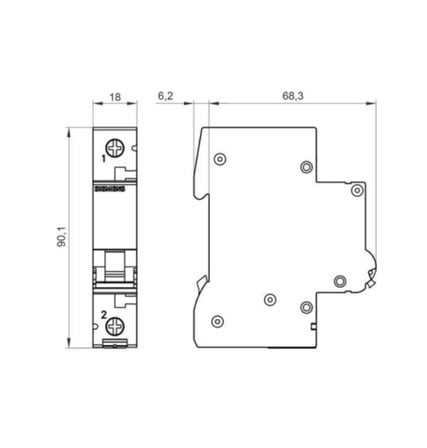 Siemens 5SL6150-7 Otomatik Sigorta C Tipi 50 Amper 1 Faz 6kA 70 mm 