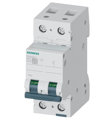 Siemens 5SL6220-7 Otomatik Sigorta C Tipi 20 Amper 2 Faz 6kA 70 mm 